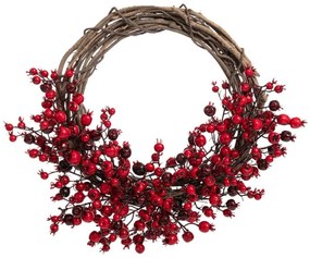 Χριστουγεννιάτικο Στεφάνι Με Berries 91065 50cm Brown-Red
