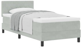 vidaXL Κρεβάτι με Στρώμα Light Grey Μονό Βελούδο