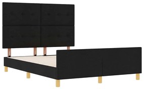 vidaXL Σκελετός Κρεβατιού με κεφαλάρι Μαύρο 140 x 200 cm ύφασμα