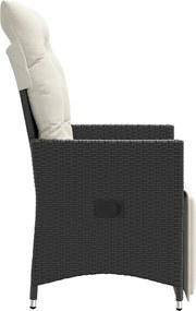 vidaXL Πολυθρόνες Κήπου Ανακλ/νες 2 τεμ. Μαύρες Συνθ. Ρατάν+Μαξιλάρια