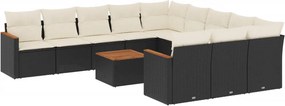 vidaXL Patio Sofa Set 9-θέσια Black and Cream