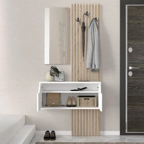 Έπιπλο εισόδου Naro Megapap χρώμα λευκό - sepet oak 90x35x204,2εκ.