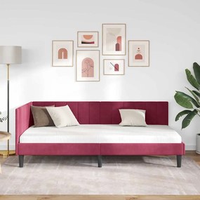 vidaXL Κρεβάτι Γωνίας με κεφαλάρι Μπορντό 90 x 200 cm Βελούδο