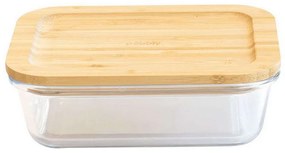 Δοχείο Φαγητού Ορθογώνιο PKV-010 1,5L 22x16,5x7,5cm Clear-Natural Pebbly Glass,Bamboo