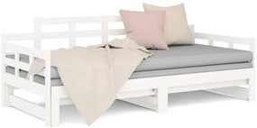 vidaXL Καναπές Κρεβάτι Συρόμενος Λευκός 2x(90x200) εκ. από Μασίφ Πεύκο