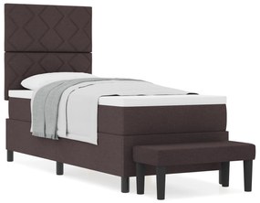 vidaXL Box Spring Κρεβάτι με Στρώμα & Πάγκο Σκούρο Καφέ 80x200 εκ Ύφασμα