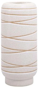 Βάζο Stripe 028-223-125 14,5x14,5x32cm White-Gold Ceramic