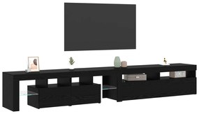 vidaXL Ντουλάπες Τηλεοράσεων 2 τεμάχια με Φώτα LED Μαύρη Δρυός Επεξεργασμένου Ξύλου