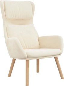 vidaXL Πολυθρόνα Relax Λευκό Κρεμ Βελούδινη με Σκαμπό