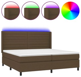 ΚΡΕΒΑΤΙ BOXSPRING ΜΕ ΣΤΡΩΜΑ &amp; LED ΣΚ.ΚΑΦΕ 200X200ΕΚ. ΥΦΑΣΜΑΤΙΝΟ 3138424