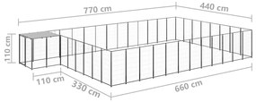 vidaXL Σπιτάκι Σκύλου Μαύρο 30,25 μ² Ατσάλινο