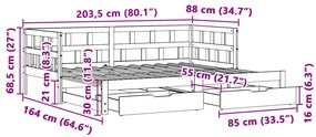 Καναπές Κρεβάτι Συρόμενος Χωρίς Στρώμα 80x200 εκ. &amp; Συρτάρια - Λευκό