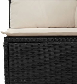 vidaXL Καναπές Κήπου Χωρίς Μπράτσα Μαύρος Συνθετικό Ρατάν με Μαξιλάρια