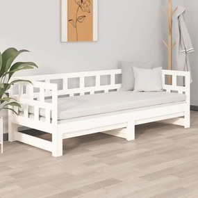 vidaXL Καναπές Κρεβάτι Συρόμενος Λευκός 2x(90x190) εκ. από Μασίφ Πεύκο