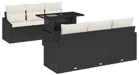 vidaXL Σετ Καναπέ Κήπου 7 pcs Μαύρο και κρεμ 100 x 55 x 73 εκ