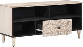 vidaXL Ντουλάπι TV Λευκό 100 x 33,5 x 46 εκ Στερεό ξύλο μάνγκο