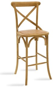 Σκαμπό μπαρ Reid ξύλο sonoma-έδρα καφέ rattan 45x52x116 εκ.