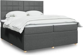 vidaXL Κρεβάτι Boxspring με Στρώμα Σκούρο Γκρι 200x200 εκ. Υφασμάτινο