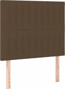 vidaXL Κρεβάτι Boxspring με Στρώμα &amp; LED Σκ.Καφέ 100x200 εκ Υφασμάτινο