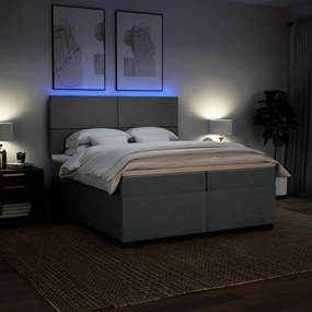 vidaXL Κρεβάτι Boxspring με Στρώμα Σκούρο Γκρι 200x200 εκ. Υφασμάτινο