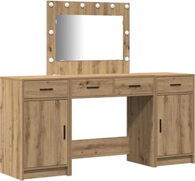 vidaXL Τραπέζι περιποίησης με συρτάρι 3 pcs Καφέ Επεξεργασμένο ξύλο
