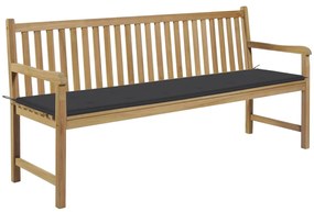 vidaXL Παγκάκι Κήπου 175 εκ. από Μασίφ Ξύλο Teak με Ανθρακί Μαξιλάρι