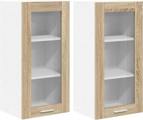 vidaXL Κρεμαστό ντουλάπι με πόρτα 2 pcs Δρύς Sonoma 40 x 31 x 80 εκ.