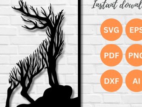 Intra απο ξύλο plywood 3mm-4mm πάχος - κοπής με λέιζερ Deer Wall Art DFX PN Δίασταση 40x50 cm INTRAFABR-109922311