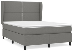 Κρεβάτι Boxspring με Στρώμα Σκούρο Γκρι 140x200 εκ Υφασμάτινο - Γκρι