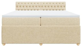 Κρεβάτι Boxspring με Στρώμα Κρεμ 200x200 εκ. Υφασμάτινο - Κρεμ