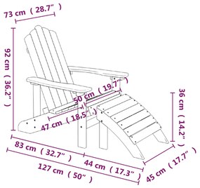 vidaXL Καρέκλες Κήπου Adirondack 2 τεμ. Ανθρακί από HDPE με Υποπόδια