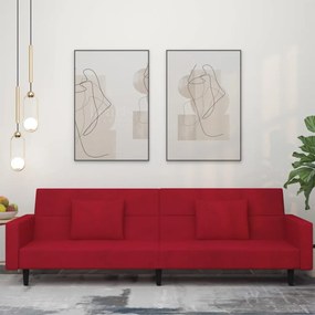 Καναπές Κρεβάτι Διθέσιος Μπορντό Βελούδινος με 2 Μαξιλάρια