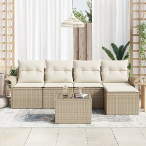 vidaXL σετ καναπέ 6 τεμαχίων  με μαξιλάρια Καφέ Πολυ Ρατάν