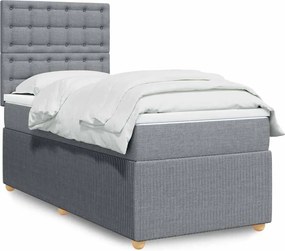 vidaXL Κρεβάτι Boxspring με Στρώμα Ανοιχτό Γκρι 100x200 εκ. Υφασμάτινο