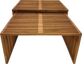Τραπέζι Tinnie I pakoworld σετ 2τεμ teak ξύλο σε φυσική απόχρωση