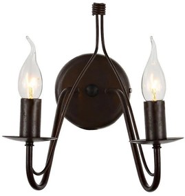 Φωτιστικό Τοίχου - Απλίκα DLA0012W 2XE14 28,5Χ22,5ΧΗ28cm Palmyra Brown Aca Decor Metal