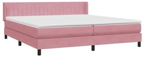 vidaXL Box Spring κρεβάτι με στρώμα ροζ 180x220 cm Βελούδινο