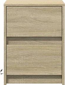 vidaXL Κομοδίνα με Φώτα LED 2 τεμ. Sonoma Δρυς από Επεξεργασμένο Ξύλο