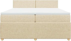 vidaXL Κρεβάτι Boxspring με Στρώμα Κρεμ 200x200 εκ. Υφασμάτινο