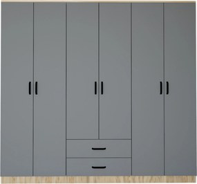 Εξαφυλλη Ντουλαπα Γκρι/Καρυδια SYLVA VOVESA 45x180x190