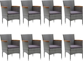 vidaXL Σετ Τραπεζαρίας Κήπου 9 τεμ. Γκρι