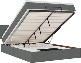 vidaXL Οθωμανικό κρεβάτι με στρώμα Σκούρο γκρι 140x200cm ύφασμα