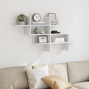vidaXL Ράφι Τοίχου Λευκό 124,5x18x60,5 εκ. από Επεξεργασμένο Ξύλο