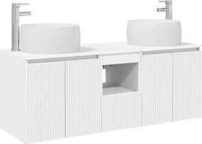vidaXL Σετ Ντουλαπιών Μπάνιου 3 τμχ. Λευκό 129 x 44,5 x 80 cm
