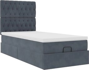 VidaXL Οθωμανικό κρεβάτι με στρώματα & LEDs Σκούρο γκρι Βελούδο