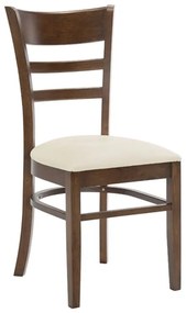 CABIN Καρέκλα Καρυδί - PVC Εκρού  43x50x92cm [-Καρυδί/Εκρού-] [-Ξύλο/PVC - PU-] Ε7055