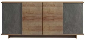 Μπουφές Zafore  pakoworld σε oak-γκρι μαρμάρου 180x45x80εκ