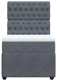 vidaXL Κρεβάτι Boxspring με Στρώμα Σκούρο Γκρι 80x200 εκ. Βελούδινο