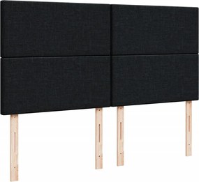 vidaXL Κρεβάτι Boxspring με Στρώμα Μαύρο 200x200 εκ. Υφασμάτινο