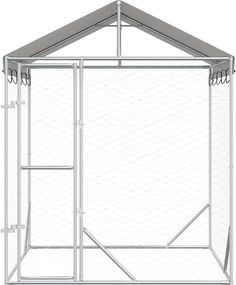 vidaXL Κλουβί Σκύλου Εξ. Χώρου με Οροφή Ασημί 2x2x2,5 μ. Γαλβ. Ατσάλι